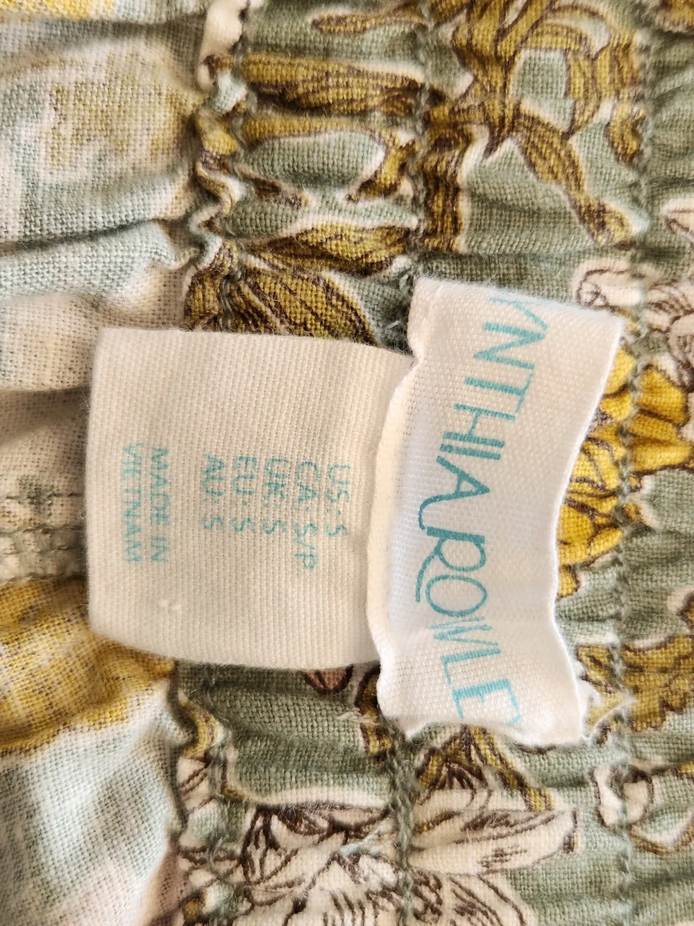 Cynthia Rowley Sage Green Floral Wide-Leg Pants with Yellow & Blush Accents - Picture 4 of 5